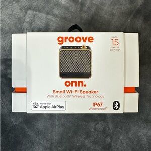 onn. Groove Small Wi‑Fi Portable Speaker — White and Gold